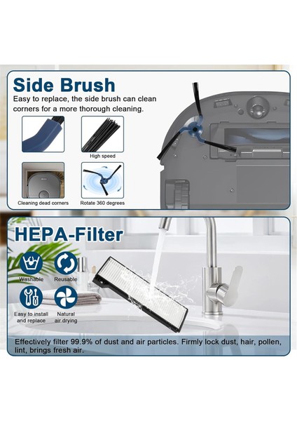 Eufy X10 Pro Omni Vakum Süpürge Ana Yan Fırça Hepa Filtreleri Mop Bez Tuz Torbaları Aksesuarlar (Yurt Dışından) modelleri