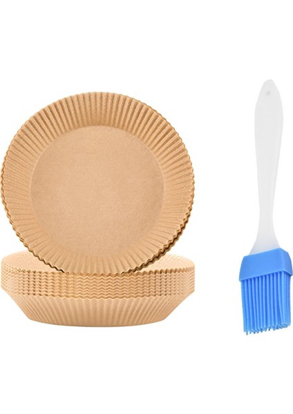 100 Adet Hava Fritöz Parşömen Kağıt Gömlekleri Yapışmaz Tek Kullanımlık Gömlekler, Deliksiz Yuvarlak Parşömen Kağıdı (Kahverengi) (Yurt Dışından)