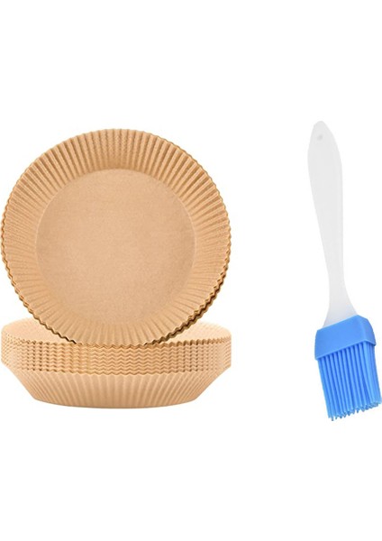 50 Adet Hava Fritöz Parşömen Kağıt Gömlekleri Yapışmaz Tek Kullanımlık Gömlekler, Deliksiz Yuvarlak Parşömen Kağıdı (Kahverengi) (Yurt Dışından)