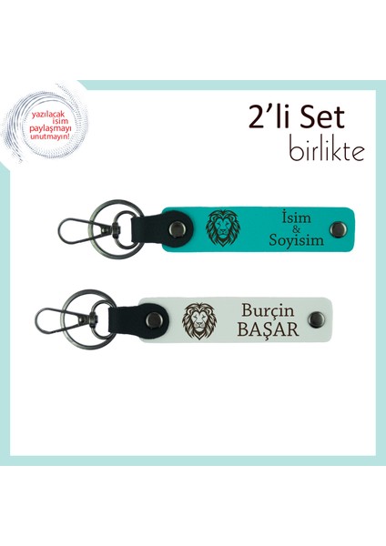 Kaplan Motifli Deri Anahtarlık, Erkek Tarzına Hitap Eden Kalıcı Hediyelik, Koyu Turkuaz-Beyaz