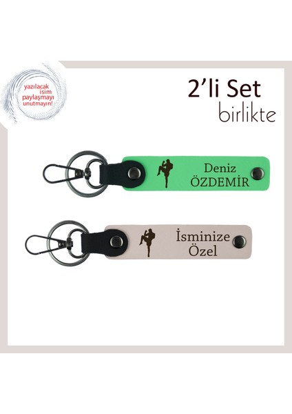 Boks Ruhunu Temsil Eden Seçkin Armağan, Erkek Sevgiliye Kişisel Hediye Anahtarlık, F Yeşil-Pudra