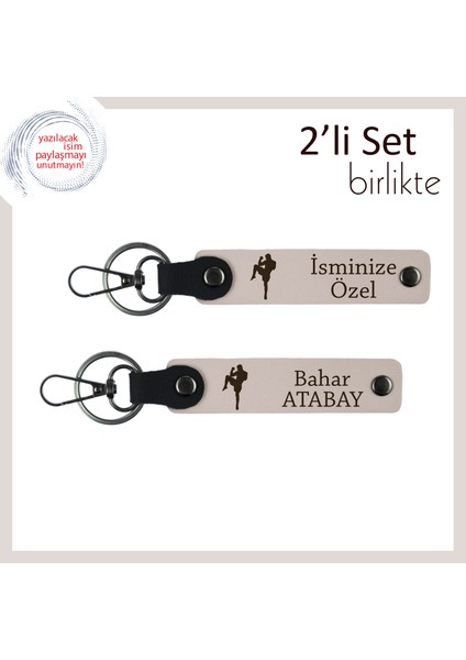 Boks Motifli Sporcu Ruhunu Yansıtan Armağan, Erkek Sevgiliye Özel Anahtarlık, Pudra-Pudra