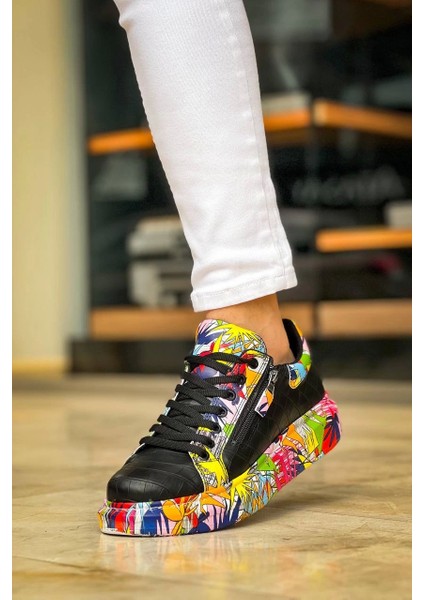 Kb-02 Kuback Bağcıklı Crocodile Siyah Kırmızı Günlük Erkek Ayakkabı