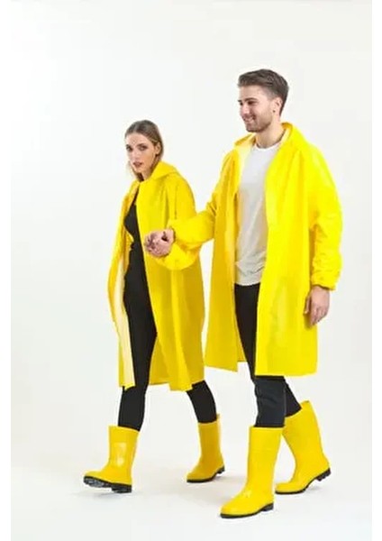 Kadın Yağmurluk Sarı Yüksek Performanslı Su ve Rüzgar Geçirmez PVC Kumaş fırsatları
