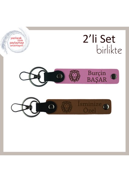 Kaplan Temalı Erkek Tarzına Hitap Eden Tasarım, Isme Yazılabilir Hediyelik, Pembe-Açık Kahve