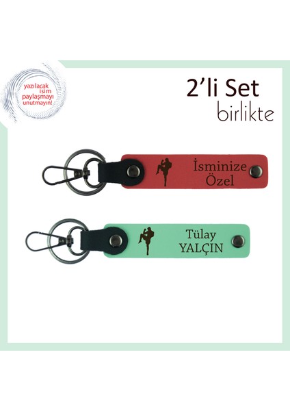 Erkek Arkadaşa Güç ve Sadakati Simgeler Hediye, Boks Temalı Deri Anahtarlık, Nar Çiçeği-Açık Yeşil