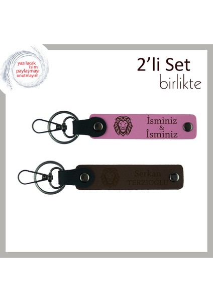 Kaplan Başlı Erkek Kardeşe Anlamlı Doğum Günü Hediyesi, Kişisel Anahtarlık, Pembe-Koyu Kahve