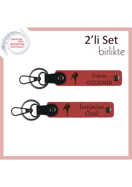 Erkek Kardeşe Seçkin Dövüş Temalı Hediye, Kickboks Desenli Kişisel Deri Anahtarlık, Nar Çiçeği-Nar