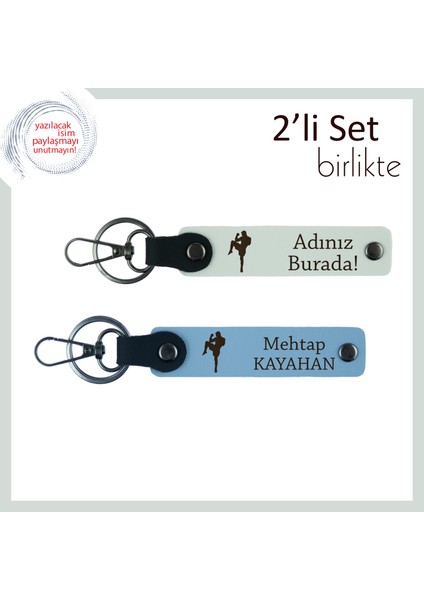 Tekvando Temalı Tarz Sahibi Hediyelik, Erkek Kardeşe Kişisel Isim Yazılı Anahtarlık, Beyaz-Gök Mavi