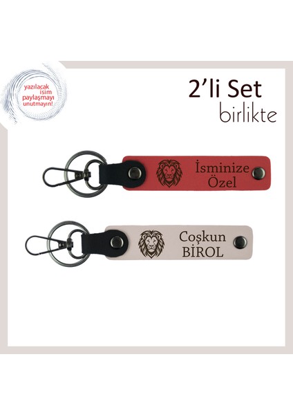 Aslan Motifli Şık Armağan, Erkek Tarzına Hitap Eden Kişisel 2’li Set, Nar Çiçeği-Pudra