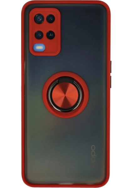 Oppo A54 4g Kılıf Montreal Yüzüklü Silikon Kapak - KIRMIZI-(5796)