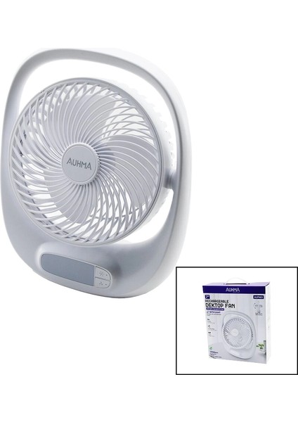USB 7 Inç- 20CM Masa Üstü Fan Vantilatör Işıklı 5W 180 Derece 3 Kademe Hız - 3 Pervane STAND=24.8X30.5X8CM Aufn-01
