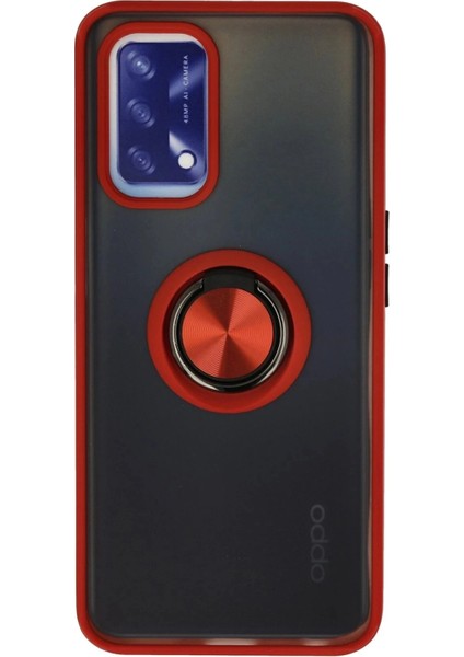 Oppo A74 4g Kılıf Montreal Yüzüklü Silikon Kapak - KIRMIZI-(5796)