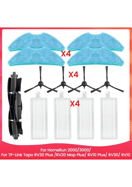 Philips Homerun 2000/3000, Tp-Link Tapo RV30 Plus / RV20 Mop Plus/ RV10 Plus/ RV30/ RV10 Parça Fırça Filtresi Mop Bezi Için (Yurt Dışından)