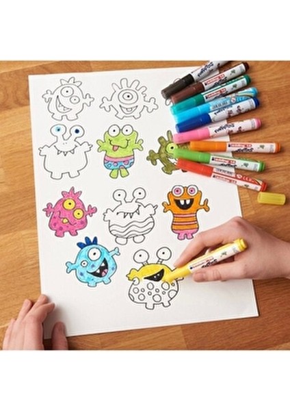 Funtastics Kalın Uçlu Keçeli Kalem Seti 10 Adet Renkli Eğlenceli Çocuklar İçin modelleri