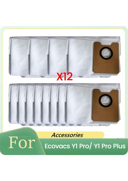 Ecovacs Y1 Pro/y1 Pro Plus Elektrikli Süpürge Parçaları Için Yedek Dokumasız Toz Torbası ve Çöp Torbası 12 Adet (Yurt Dışından)