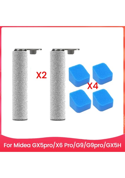 Midea GX5PRO/X6 PRO/G9/G9PRO/GX5H Zemin Temizleyici Aksesuarları Ana Silindir Fırça Filtre Süngeri Için 6 Adet Yedek Parça (Yurt Dışından)