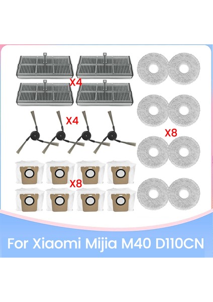 Xiaomi Mijia Omni M40 D110CN Elektrikli Süpürge Yedek Aksesuarları Için Vakum Fırçası Filtresi Paspas Bezi Toz Torbası Seti (Yurt Dışından)
