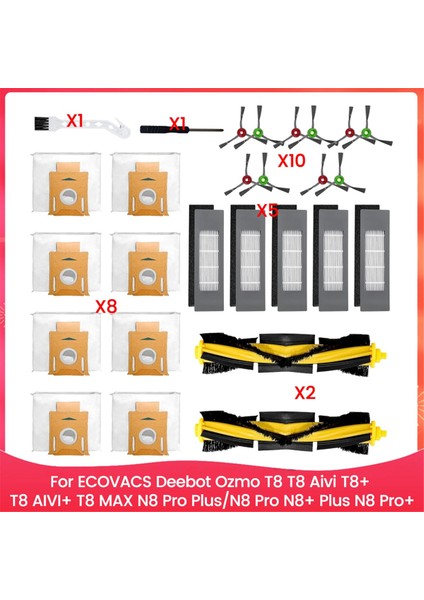 Ecovacs Deebot Ozmo T8 T8 Aivi T8+ T8 Aıvı+ T8 Max N8 Pro Plus/n8 Pro N8+ Plus N8 Pro+ Yedek Parça Kitleri (Yurt Dışından)