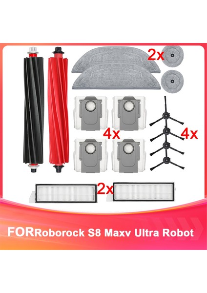 Roborock S8 Maxv Ultra Robot Süpürge Yedek Parçaları, Ana Fırça, Döner Fırça, Hepa Filtre, Yan Fırça, Paspas Bezi (Yurt Dışından)