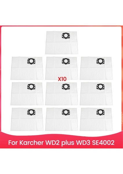 Karcher Wd2 Plus Wd3 SE4002 Elektrikli Süpürge Aksesuarları Yedek Parçası Için 10 Adet Elektrikli Süpürge Toz Torbası Aksesuar Seti (Yurt Dışından)