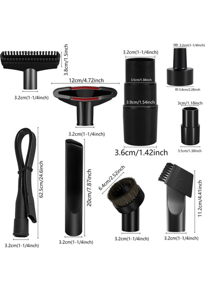 Evrensel Vakum Ek Parçaları Kiti Aksesuarları - At Kılı Vakum Fırçası, 2 1/2 Inç Ila 1 1/4 Inç Hortum Adaptörleri Içerir (Yurt Dışından) modelleri
