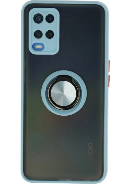Oppo A54 4g Kılıf Montreal Yüzüklü Silikon Kapak - Buz MAVI-(5796)