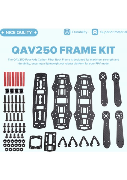 QAV250 Dört Eksenli Karbon Fiber Raf Çerçeve Seyahat Makinesi Fpv Model Raf Havacılık Ünitesi Uzun Menzilli Fpv Drone Rafı (Yurt Dışından) fırsatları