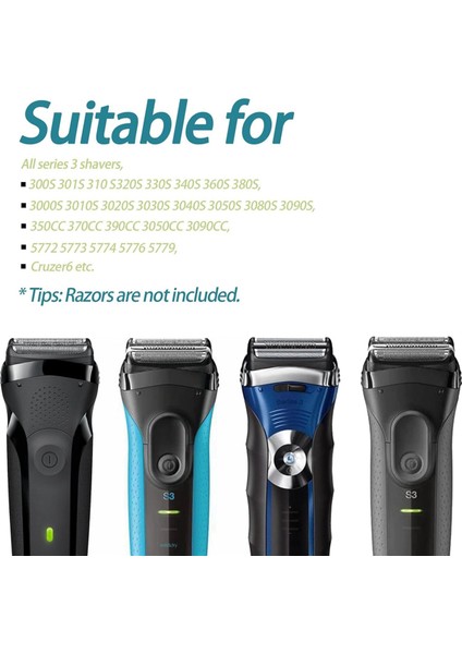 Braun Series 3 Elektrikli Tıraş Makineleri 3040S 300S 310S 3080S Folyo ve Kesici Parçalar Için 32S S3 Islak ve Kuru Yedek Başlıklar (Yurt Dışından) indirimleri