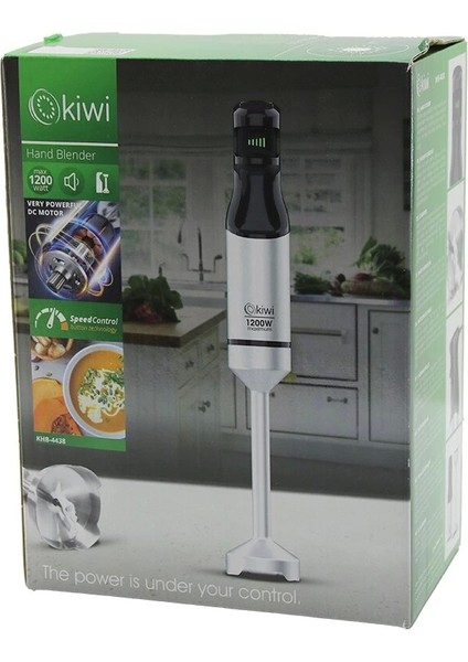 Kiwi KHB-4438 Çubuk El Blender 1200W Değişken Hız Kontrol Düğmesi Güçlü Dc Motor Çelik Bıçak Krom Kaplama Gövde