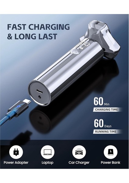 Erkek Elektrikli Tıraş Makinesi, Erkek Şarj Edilebilir Islak ve Kuru Tıraş Makinesi, Hızlı Şarj, Su Geçirmez, LED Ekran. (Yurt Dışından) modelleri