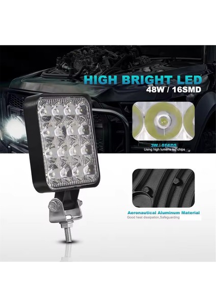 12V 24V LED Işık Çubuğu 48W Kamyon, Arazi Aracı, Suv, Atv LED Farlar Için Kare Spot Işığı (Yurt Dışından) fırsatları