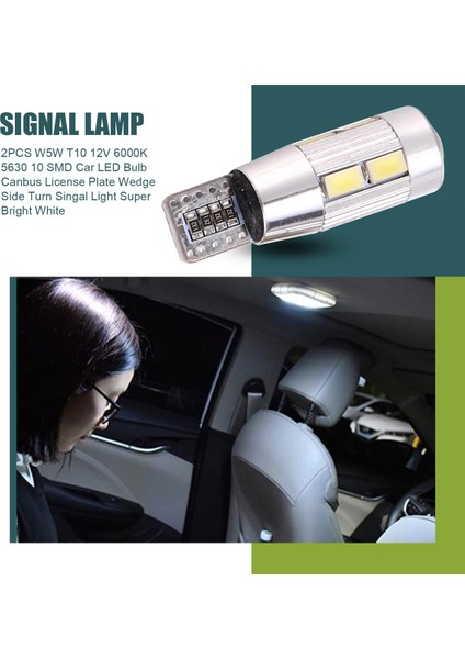 2 Adet W5W T10 12V 6000K 5630 10 Smd Araba LED Ampul Canbus Plaka Takoz Yan Dönüş Sinyal Lambası Süper Parlak Beyaz (Yurt Dışından) fırsatları