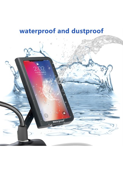 Telefon Tutucu Bisiklet Su Geçirmez Kılıf Dikiz Aynası Montaj Tabanı Dokunmatik Ekranlı Scooter (Yurt Dışından)