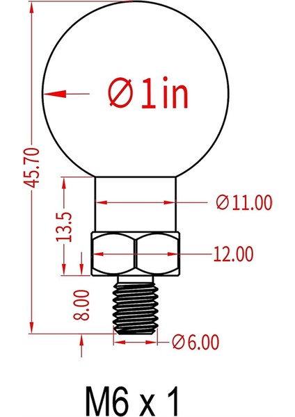 B Boyutu 1 Inç Çift Soket Kolu Için Uyumlu M6 x 1.0 Dişli Direkli 1 Inç Bilyalı Adaptör (Yurt Dışından) fırsatları