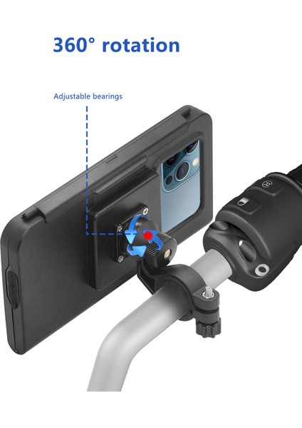 Su Geçirmez Telefon Tutucu, Gidona Monte Edilmiş Tabanlı ve Dokunmatik Ekranlı Bisiklet, 360 Derece Dönebilen Tutucu (Yurt Dışından)
