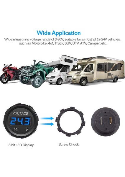 Dc 12V LED Panel Dijital Voltaj Ölçer Ekranlı Voltmetre Tekne Deniz Aracı Kamyon Atv Utv Yeşil (Yurt Dışından) fiyatları