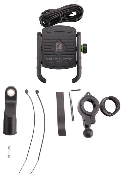 Kewiq Qc3.0 USB Hızlı Şarjlı Alüminyum Alaşımlı Telefon Tutucu Şarj Cihazı ile 360 Derece Dönebilen Motosiklet Mobil Tutucu (Yurt Dışından) fiyatları