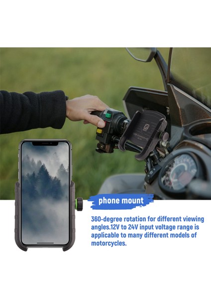 Kewiq Qc3.0 USB Hızlı Şarjlı Alüminyum Alaşımlı Telefon Tutucu Şarj Cihazı ile 360 Derece Dönebilen Motosiklet Mobil Tutucu (Yurt Dışından) indirimleri