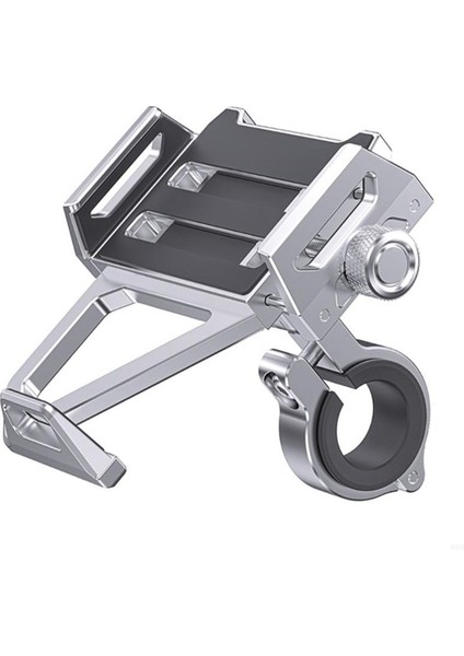 360 Derece Dönebilen Telefon Tutucu Motosiklet Gidonuna Hızlı Kurulum Standı Gümüş (Yurt Dışından)