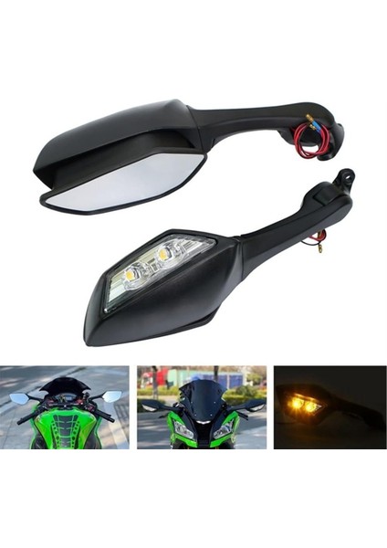 -10R ZX10R 10R 2011 - 2014 Için LED Sinyal Lambası ile Dikiz Yan Aynaları (Yurt Dışından) fırsatları