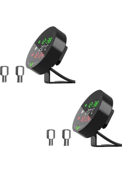 2x 5'i 1 Arada Su Sıcaklığı USB Şarj Edilebilir Zaman Voltmetresi LED Gece Görüş Ölçer Sensörlü (Yurt Dışından)