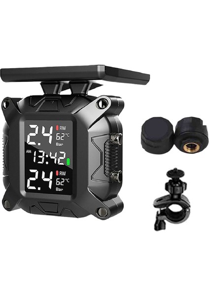 Kablosuz Tpms Lastik Basıncı Izleme Sistemi Güneş Enerjili Harici Sensör Sıcaklık Monitörü Su Geçirmez A Stili (Yurt Dışından)