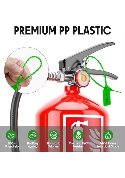 2000 Adet Plastik Kurcalamaya Dayanıklı Mühür Yangın Söndürücü Etiket Mühür Güvenlik Numarası Fermuar Yaka 250 mm Uzunluk Yeşil (Yurt Dışından) fiyatları