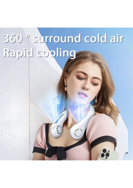 Yapraksız Boyun Askılı Küçük Vantilatör USB Şarjlı Açık Hava Taşınabilir Spor Boyun Askılı Vantilatör Temel Yaz B (Yurt Dışından) fırsatları