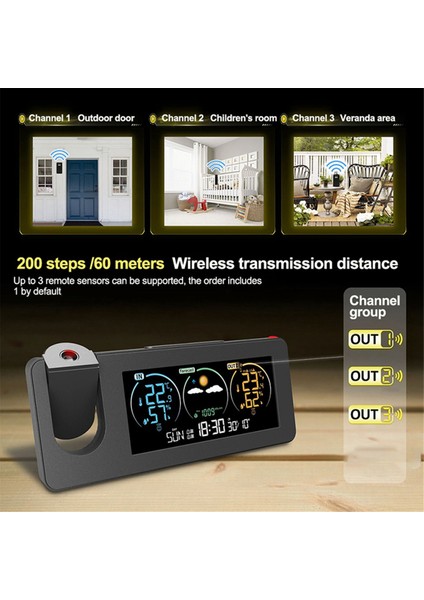 Projeksiyon Hava Istasyonu Termometre Dış/iç Mekan Hava Tahmini Sıcaklık ve Nem Dijital (Yurt Dışından) fırsatları