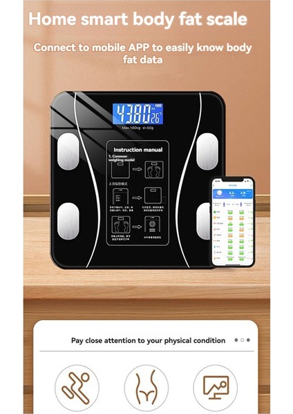Etkili Kilo Yönetimi Için Vücut Yağ Ölçer Ultra Hassas Ev Tartım Ölçeği Siyah (Yurt Dışından) fırsatları
