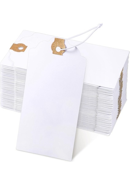 120 Paket Elastik Ipli Etiket, Ipli Askılı Etiket, Güçlendirilmiş Delikli Yazılabilir Etiketler 4,76X2,36 Inç (Yurt Dışından)