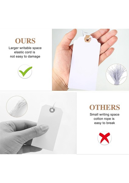 120 Paket Elastik Ipli Etiket, Ipli Askılı Etiket, Güçlendirilmiş Delikli Yazılabilir Etiketler 4,76X2,36 Inç (Yurt Dışından) modelleri
