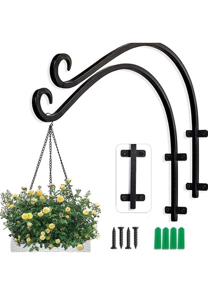 2 Adet Ağır Hizmet Tipi Asılı Bitki Braketi, Çiçek Sepeti ve Kuş Yemliği Asmak Için 16 Inç Dış Mekan Duvara Kavisli Askı Braketi (Yurt Dışından) modelleri